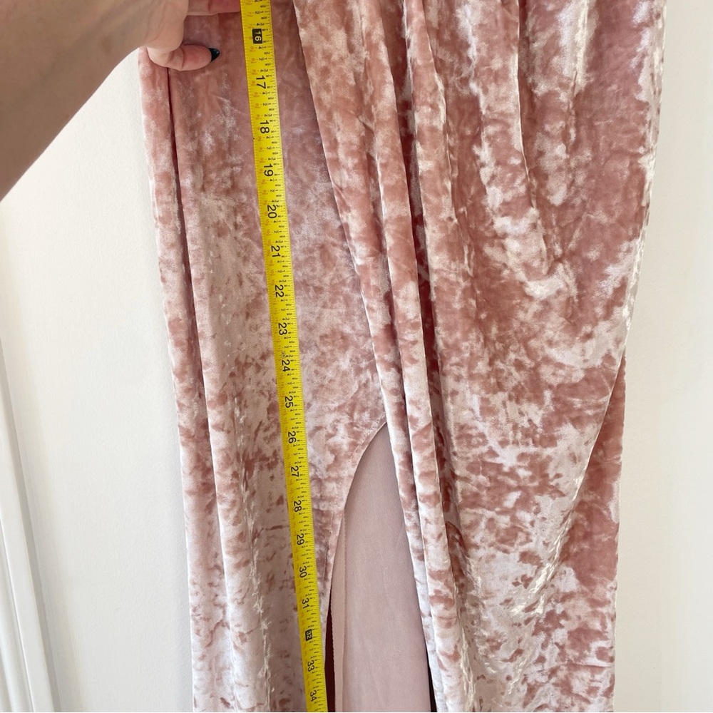 Xscape Pink Crushed Velvet Formal Gown | Size 12 - Picture 15 of 16